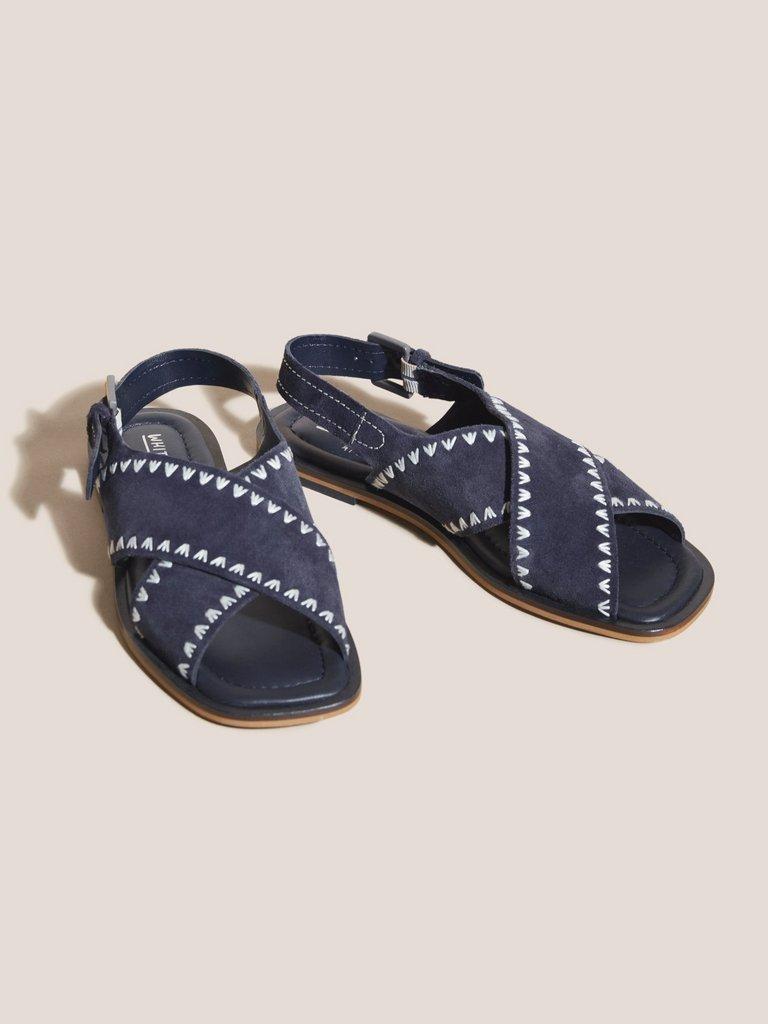 Craft Suede Sandal in DARK NAVY - FLAT FRONT