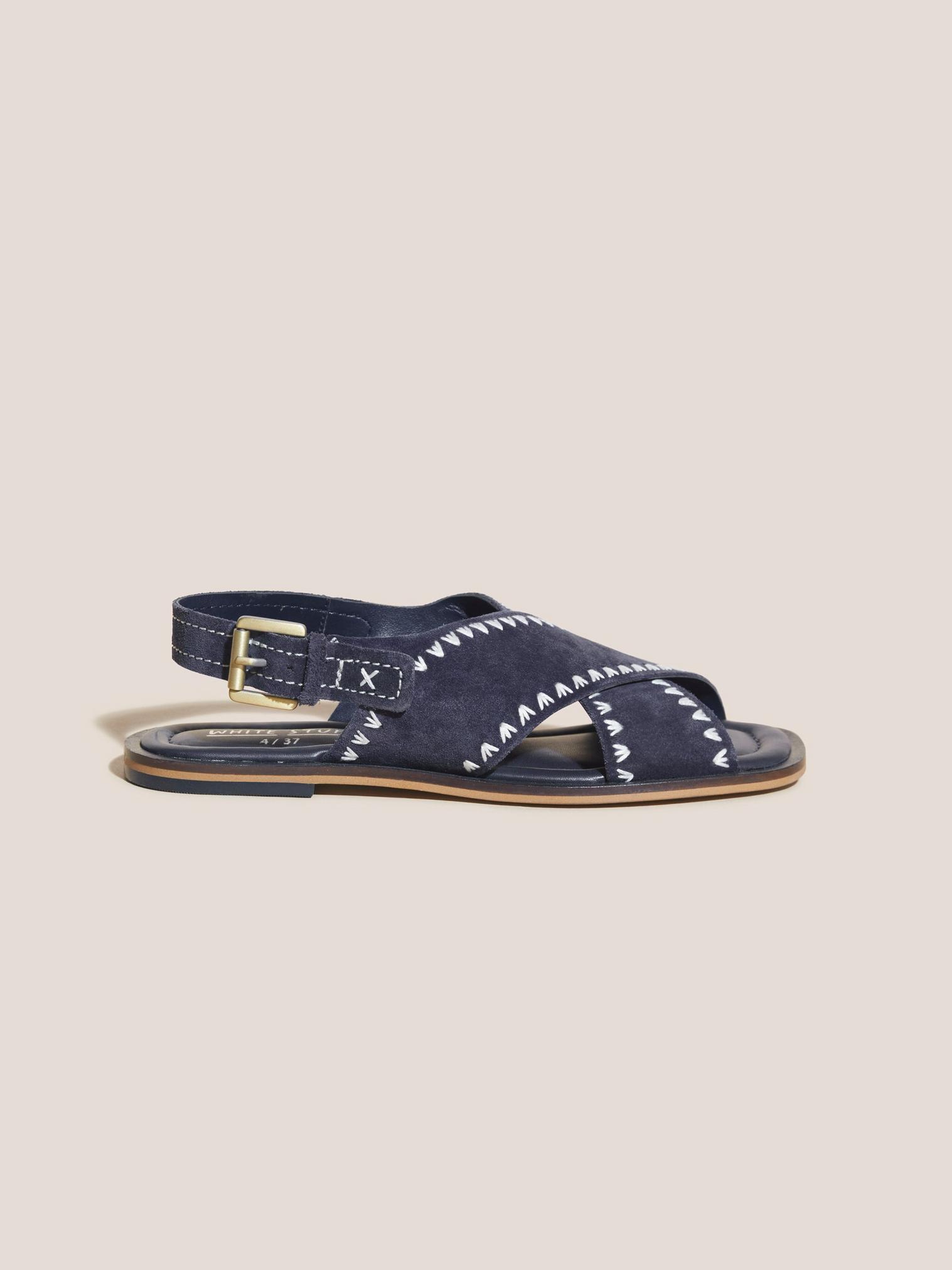 Craft Suede Sandal in DARK NAVY - MODEL FRONT