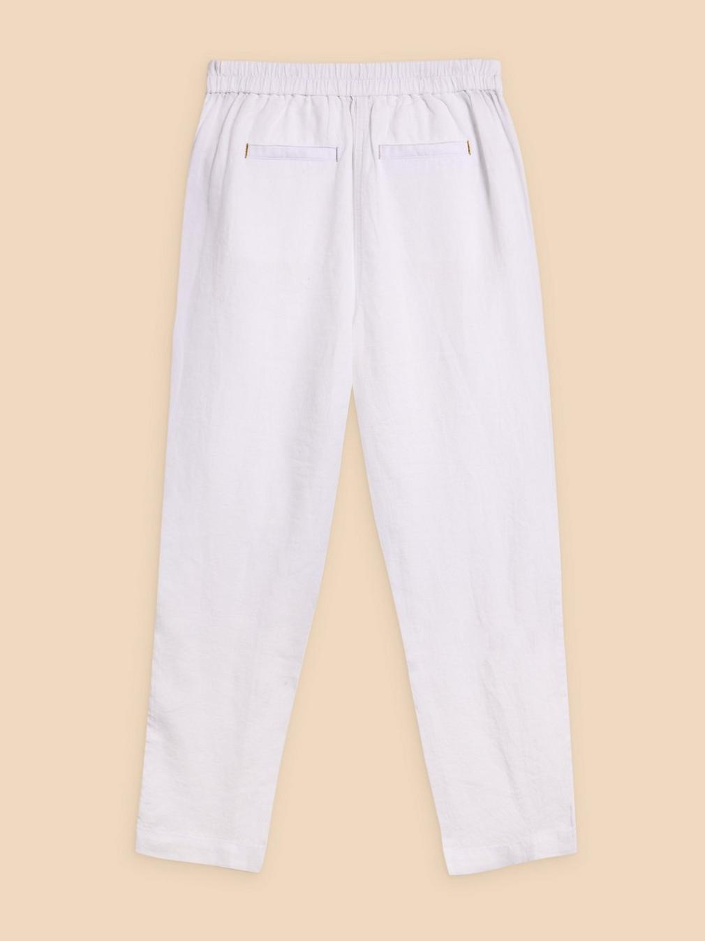 Rowena Linen Trouser in BRIL WHITE - FLAT BACK