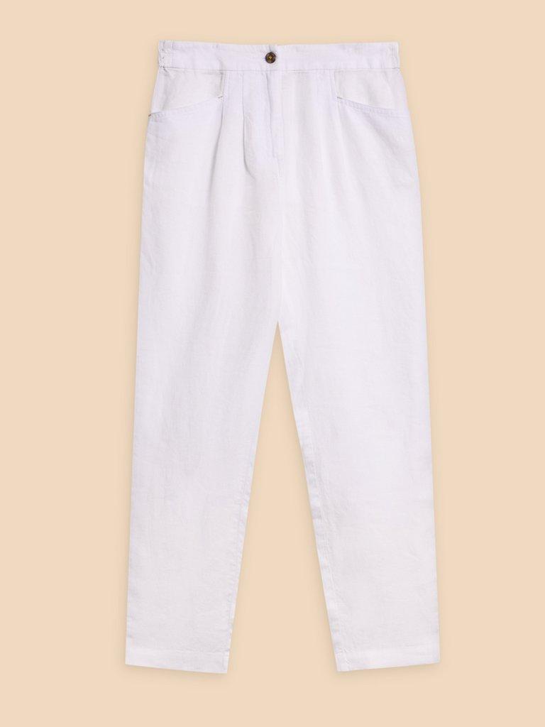 Rowena Linen Trouser in BRIL WHITE - FLAT FRONT