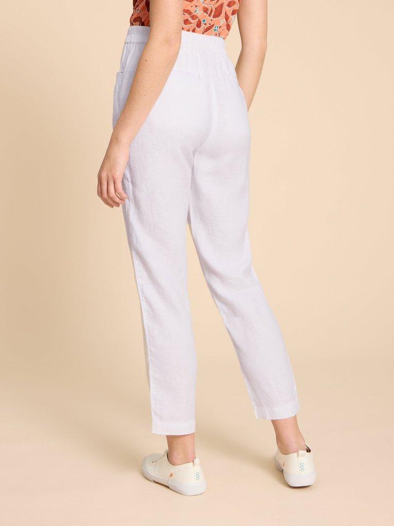 Rowena Linen Trouser in BRIL WHITE - MODEL BACK