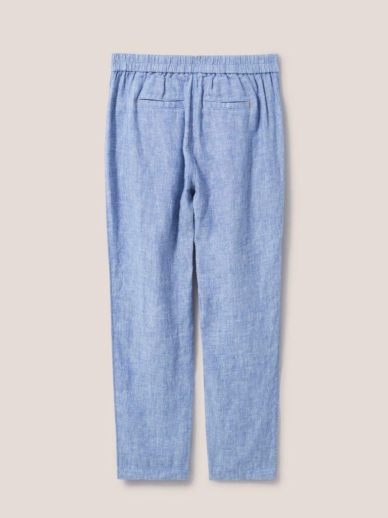 Rowena Linen Trouser in CHAMB BLUE - FLAT BACK