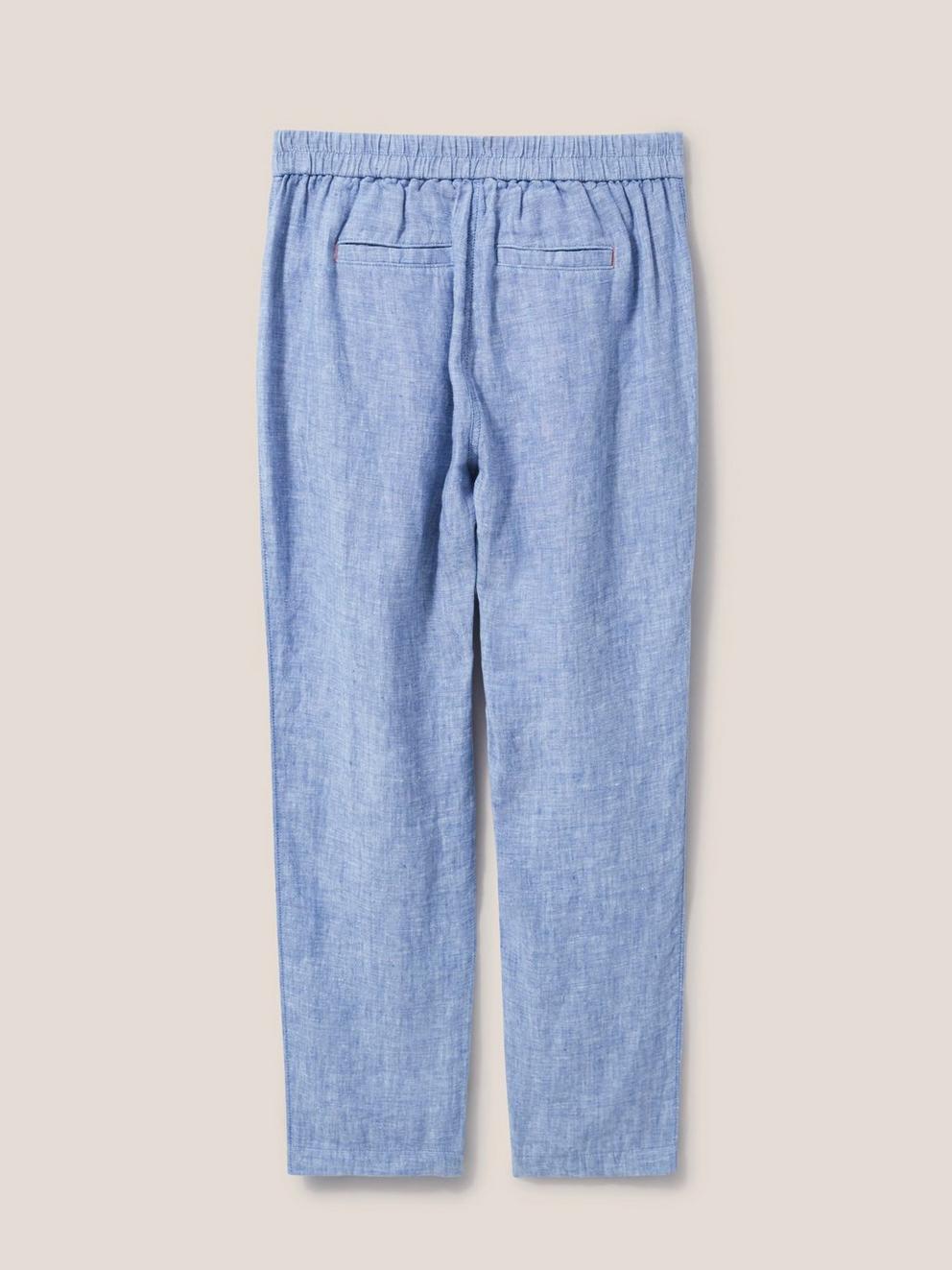 Rowena Linen Trouser in CHAMB BLUE - FLAT BACK