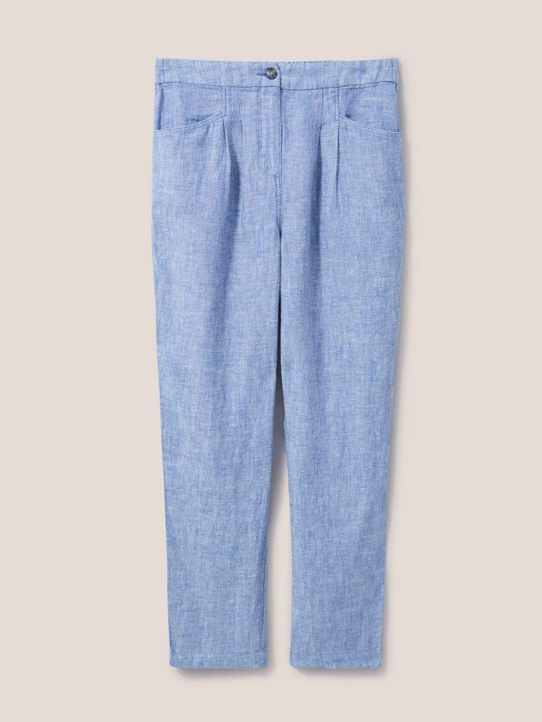 Rowena Linen Trouser in CHAMB BLUE - FLAT FRONT