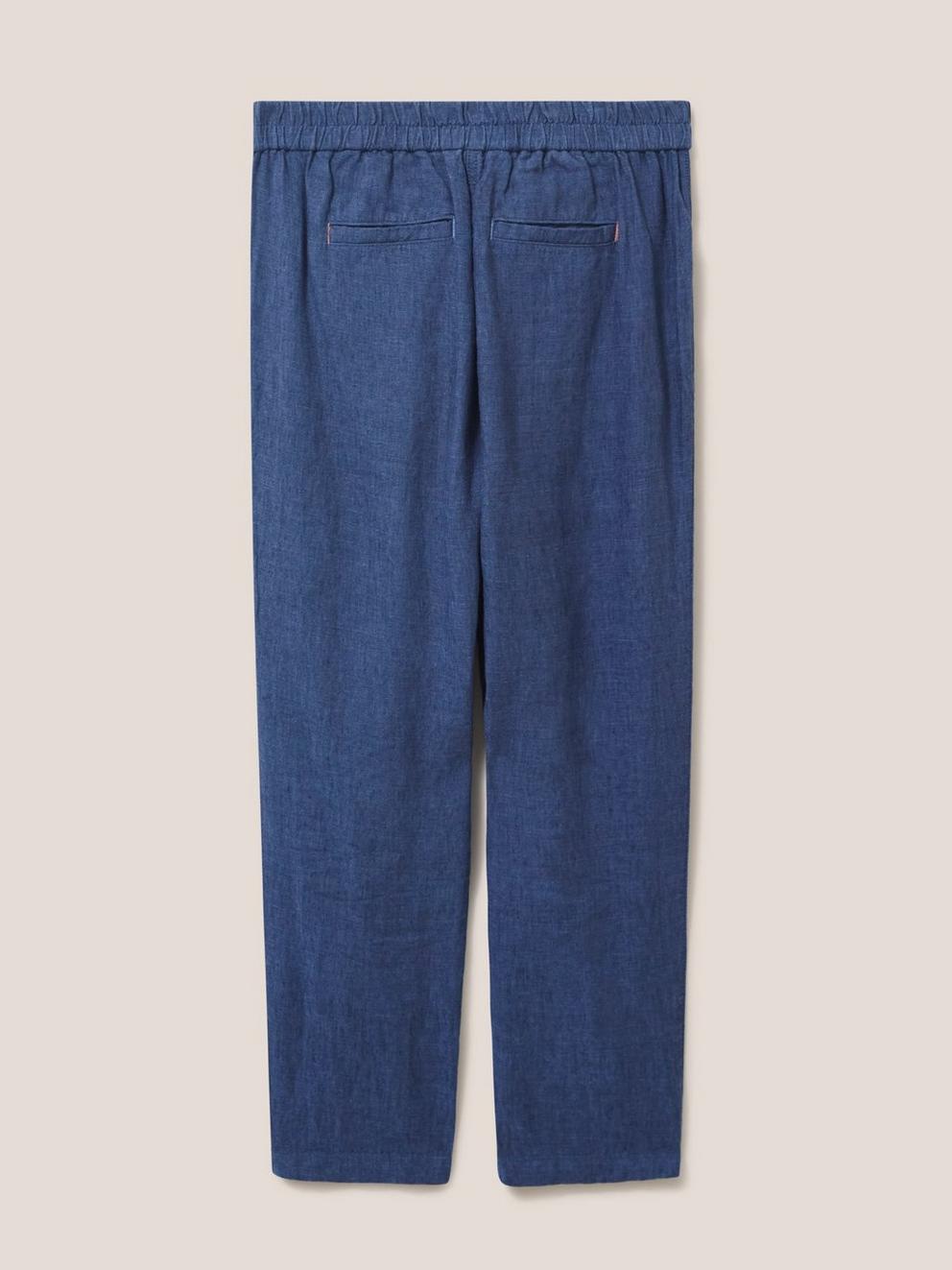 Rowena Linen Trouser in DARK NAVY - FLAT BACK