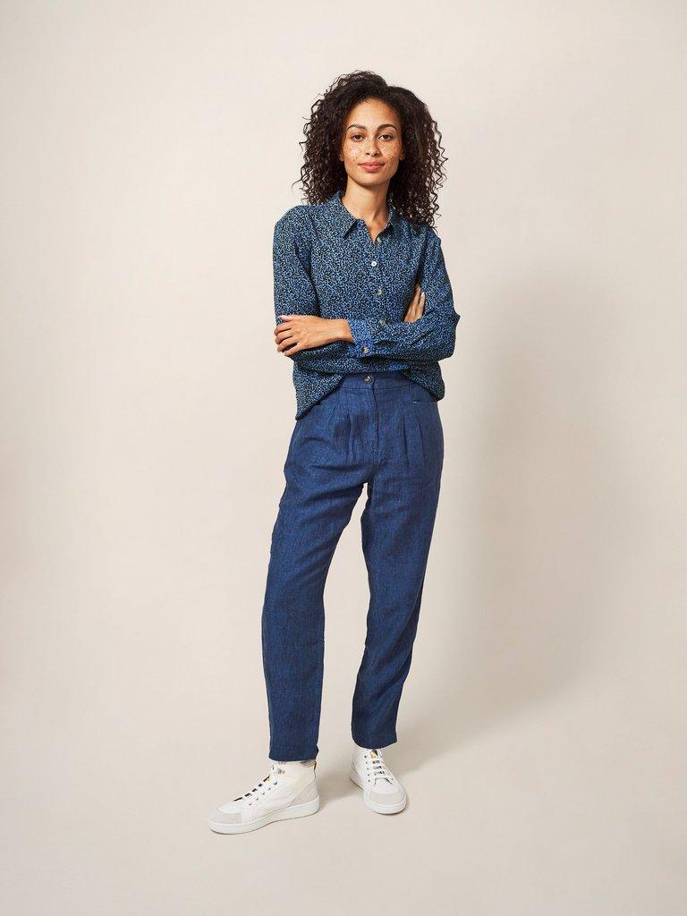 Rowena Linen Trouser in DARK NAVY - LIFESTYLE