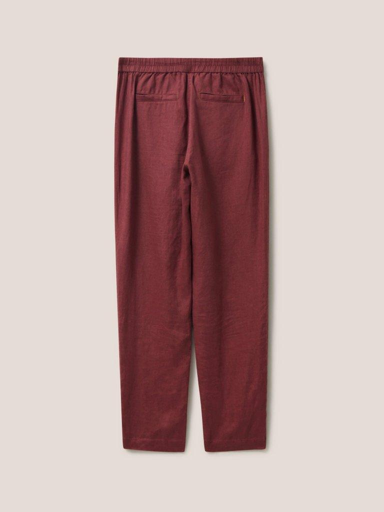 Rowena Linen Trouser in DK PLUM - FLAT BACK