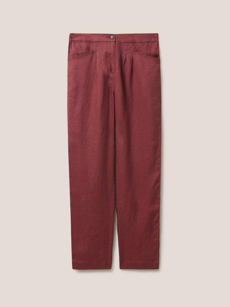Rowena Linen Trouser in DK PLUM - FLAT FRONT