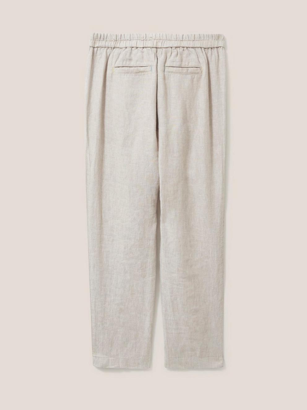 Rowena Linen Trouser in LGT NAT - FLAT BACK