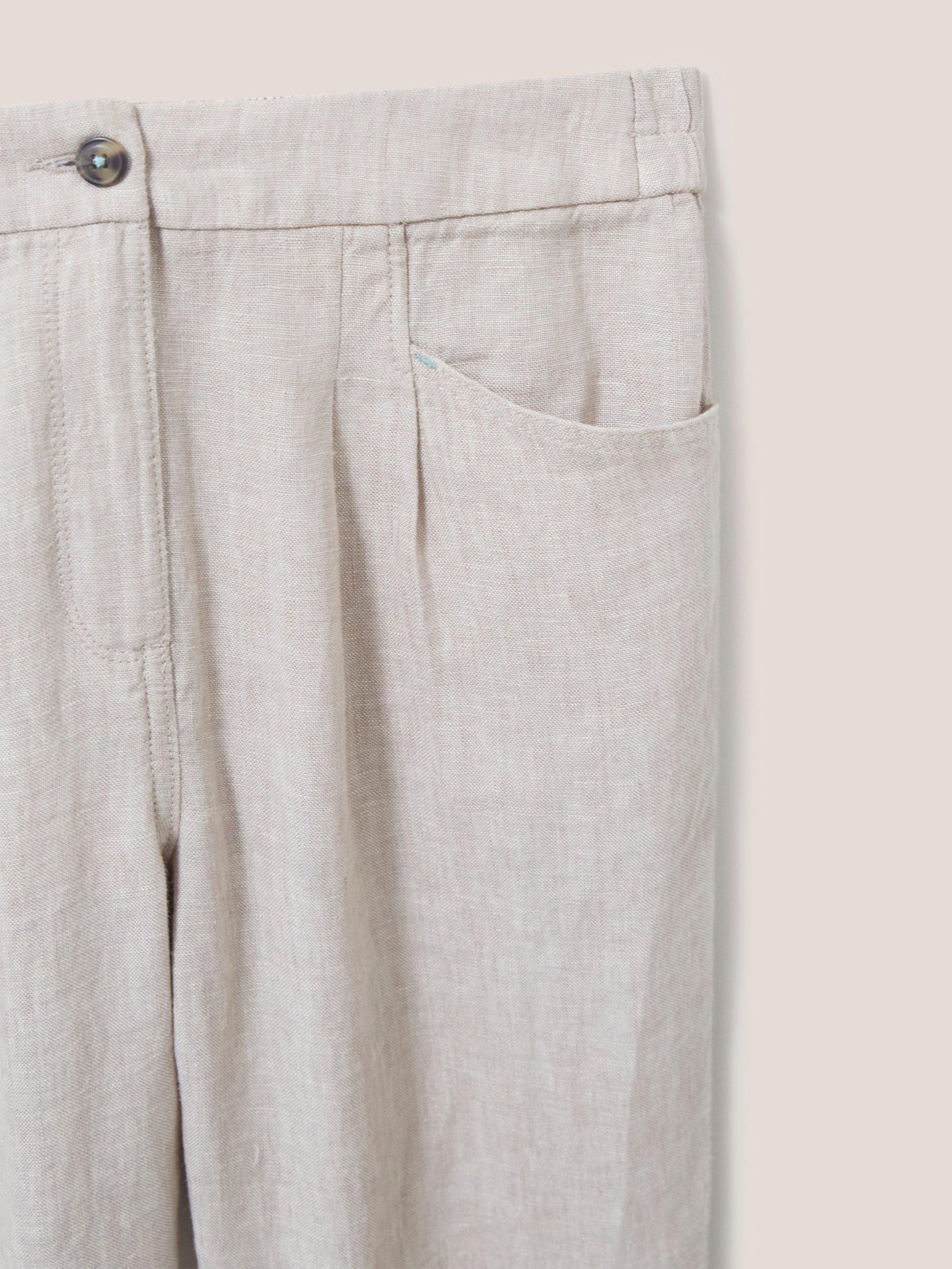 Rowena Linen Trouser in LGT NAT - FLAT DETAIL