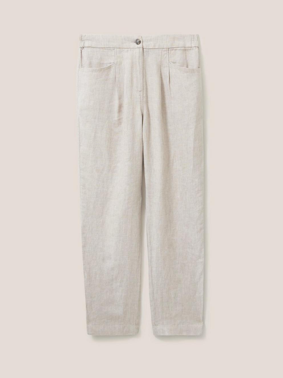 Rowena Linen Trouser in LGT NAT - FLAT FRONT