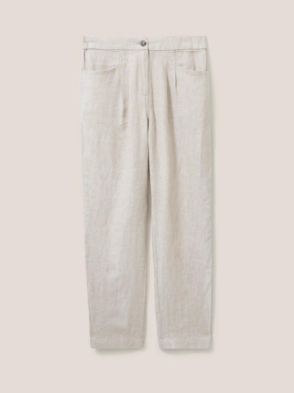 Rowena Linen Trouser in LGT NAT - FLAT FRONT