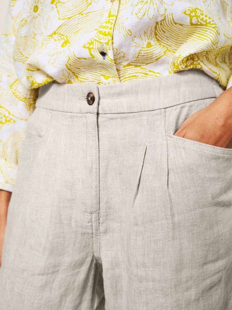 Rowena Linen Trouser in LGT NAT - MODEL DETAIL