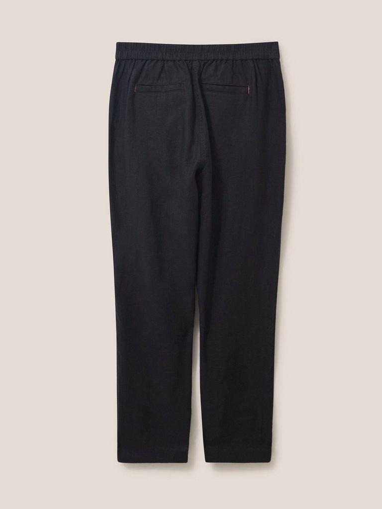 Rowena Linen Trouser in PURE BLK - FLAT BACK