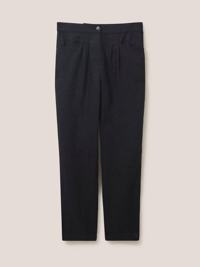 Rowena Linen Trouser in PURE BLK - FLAT FRONT