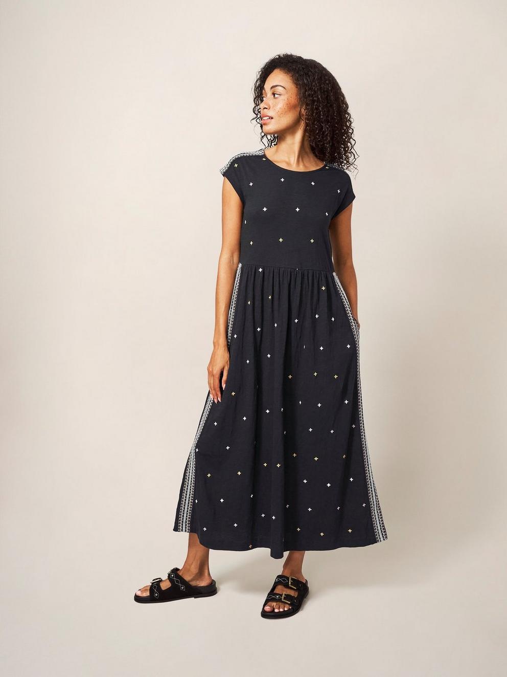 Addison Embroidered Dress in GREY MLT - LIFESTYLE