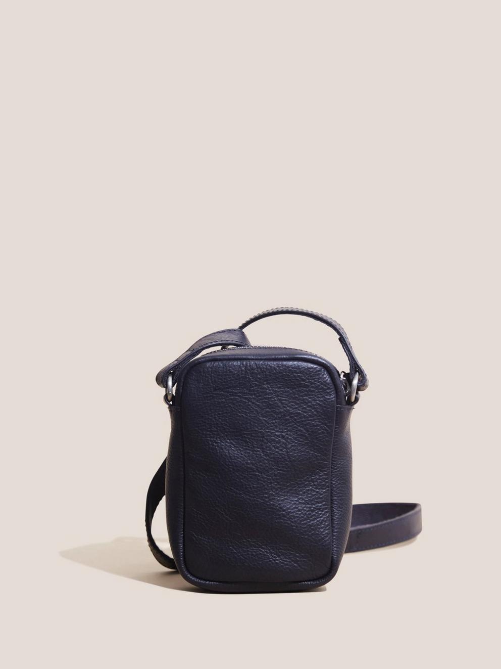 WANDA LEATHER PHONE BAG in NAVY MULTI - FLAT BACK