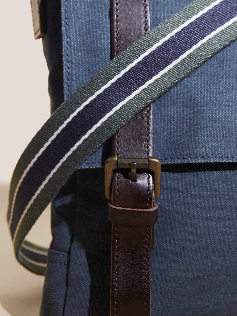Scout Cotton Crossbody in MID BLUE - FLAT DETAIL