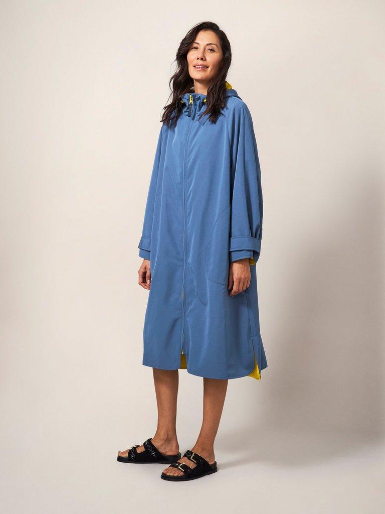 Evie Changing Robe in MID BLUE - MODEL FRONT
