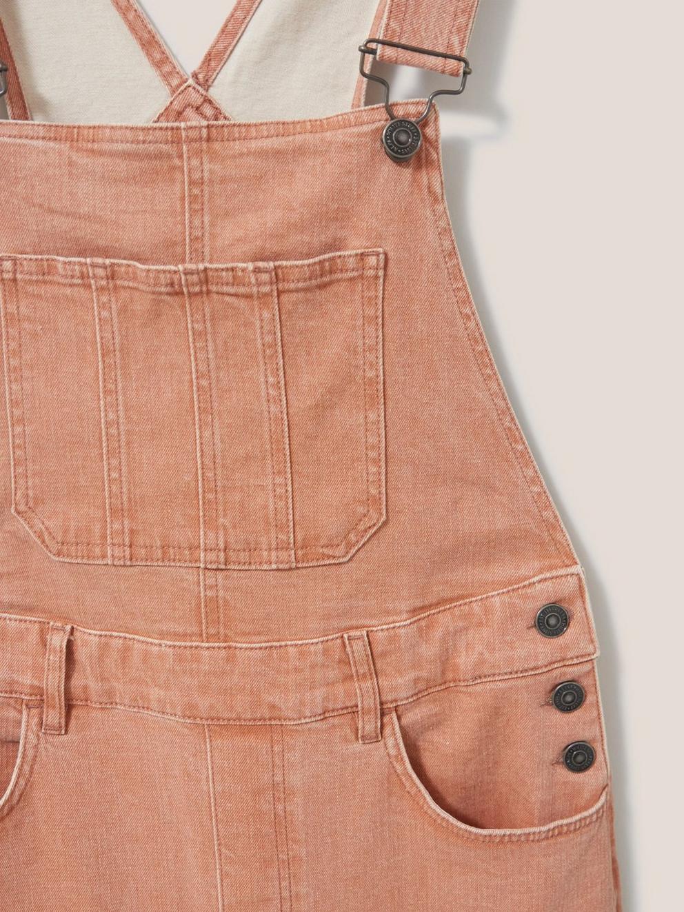 Kelly Casual Wide Leg Dungarees in MID CORAL - FLAT DETAIL
