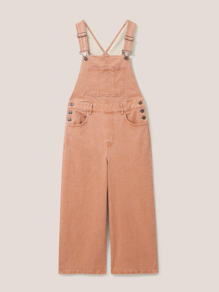 Kelly Casual Wide Leg Dungarees in MID CORAL - FLAT FRONT