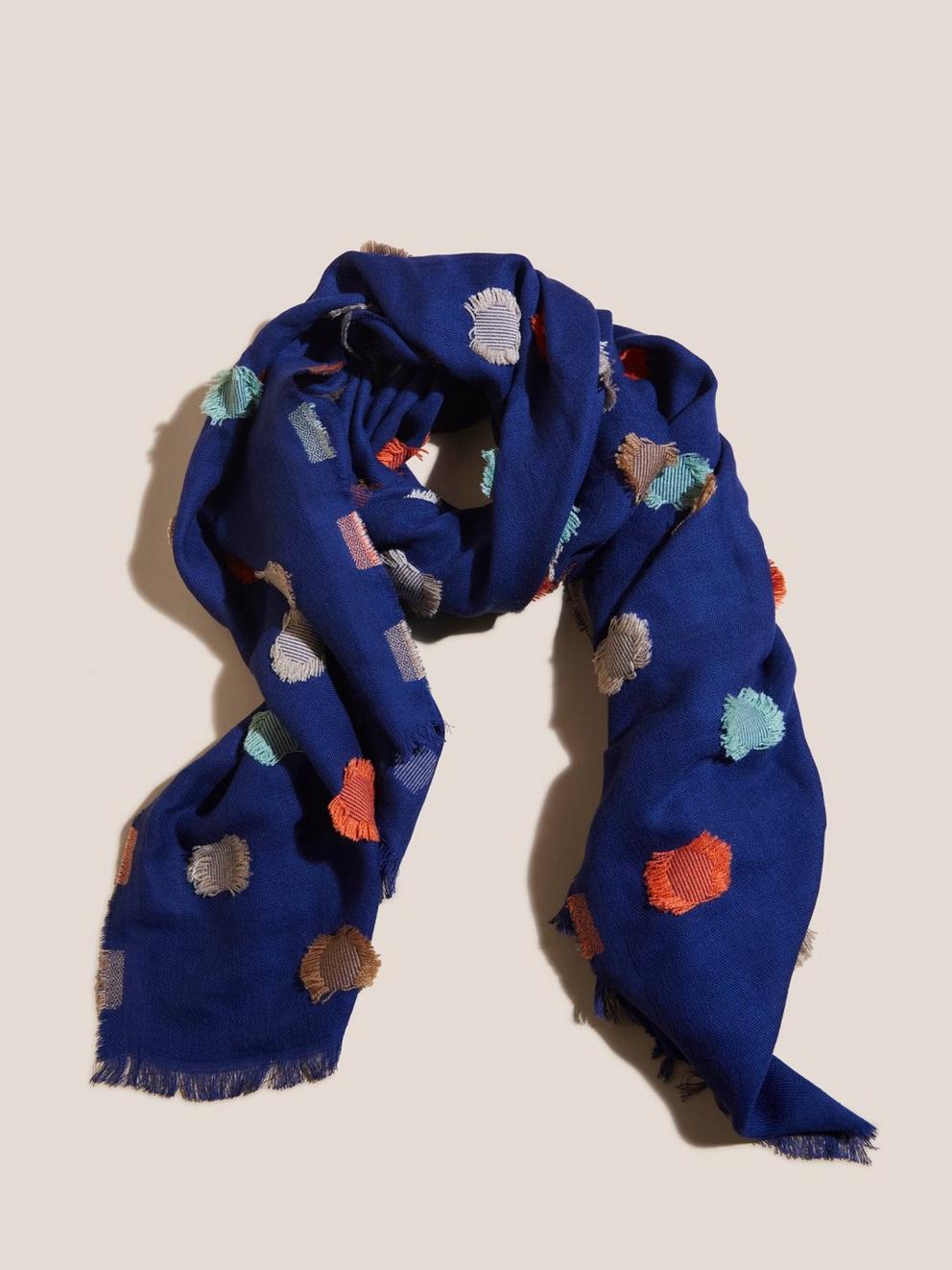 Texture Circle Midweight Print Scarf in TEAL MLT - FLAT FRONT