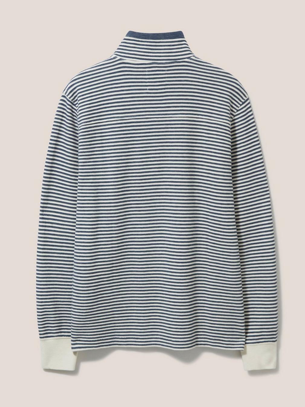 Garcie Stripe Zip Neck Jumper in CHAMB BLUE - FLAT BACK