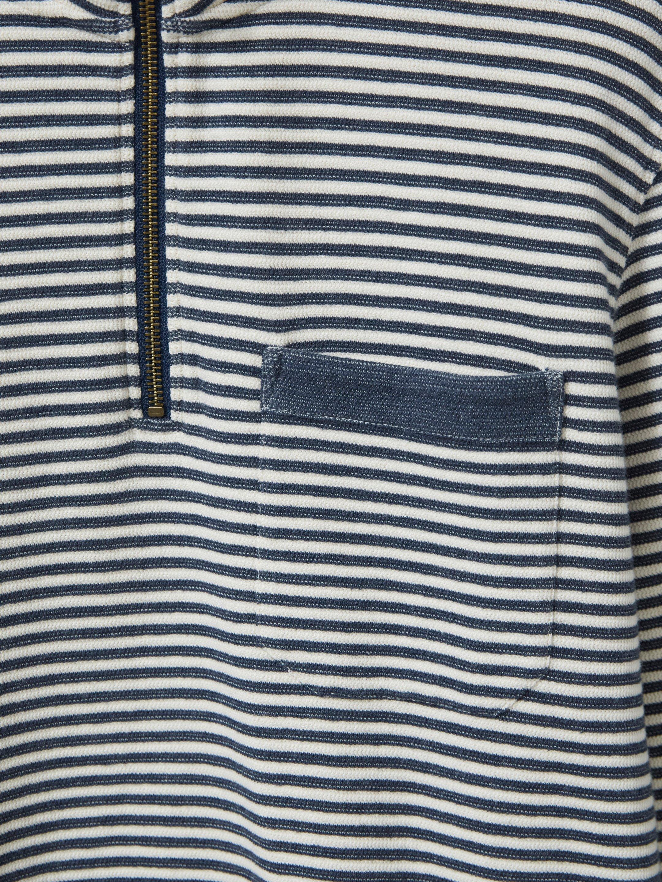 Garcie Stripe Zip Neck Jumper in CHAMB BLUE - FLAT DETAIL