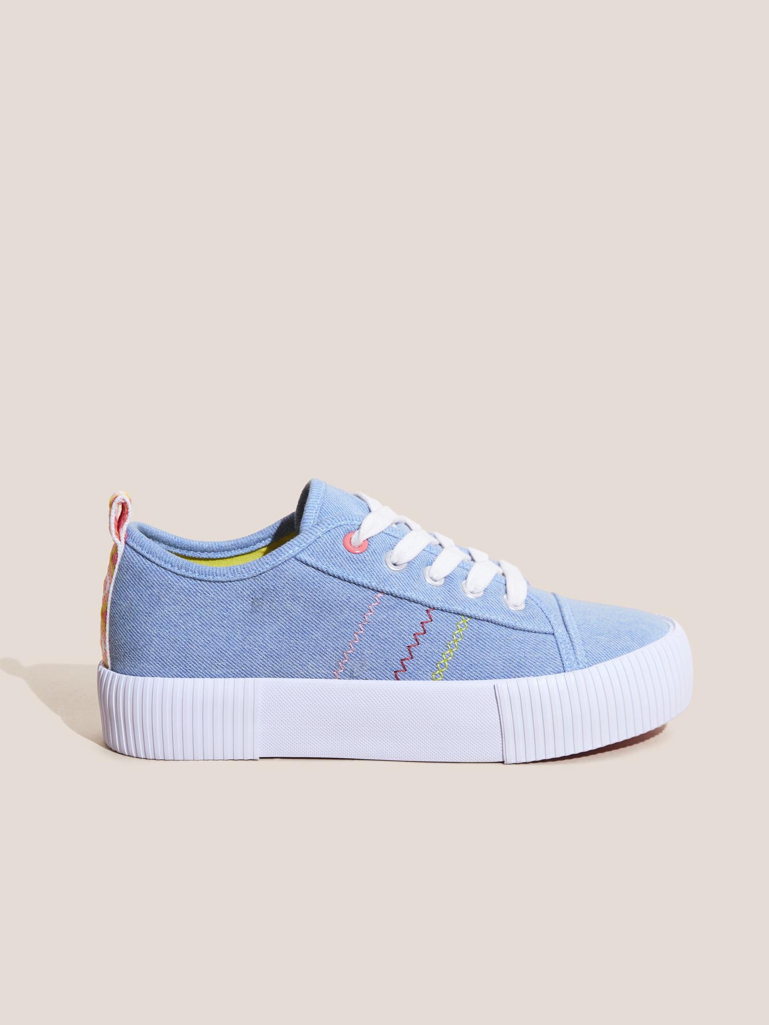 Piper Flatform Plimsoll in CHAMB BLUE - MODEL FRONT