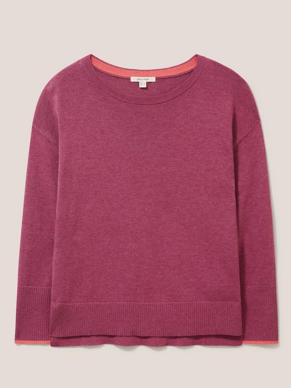 Olive Crew Neck Jumper in BRT PINK - FLAT FRONT