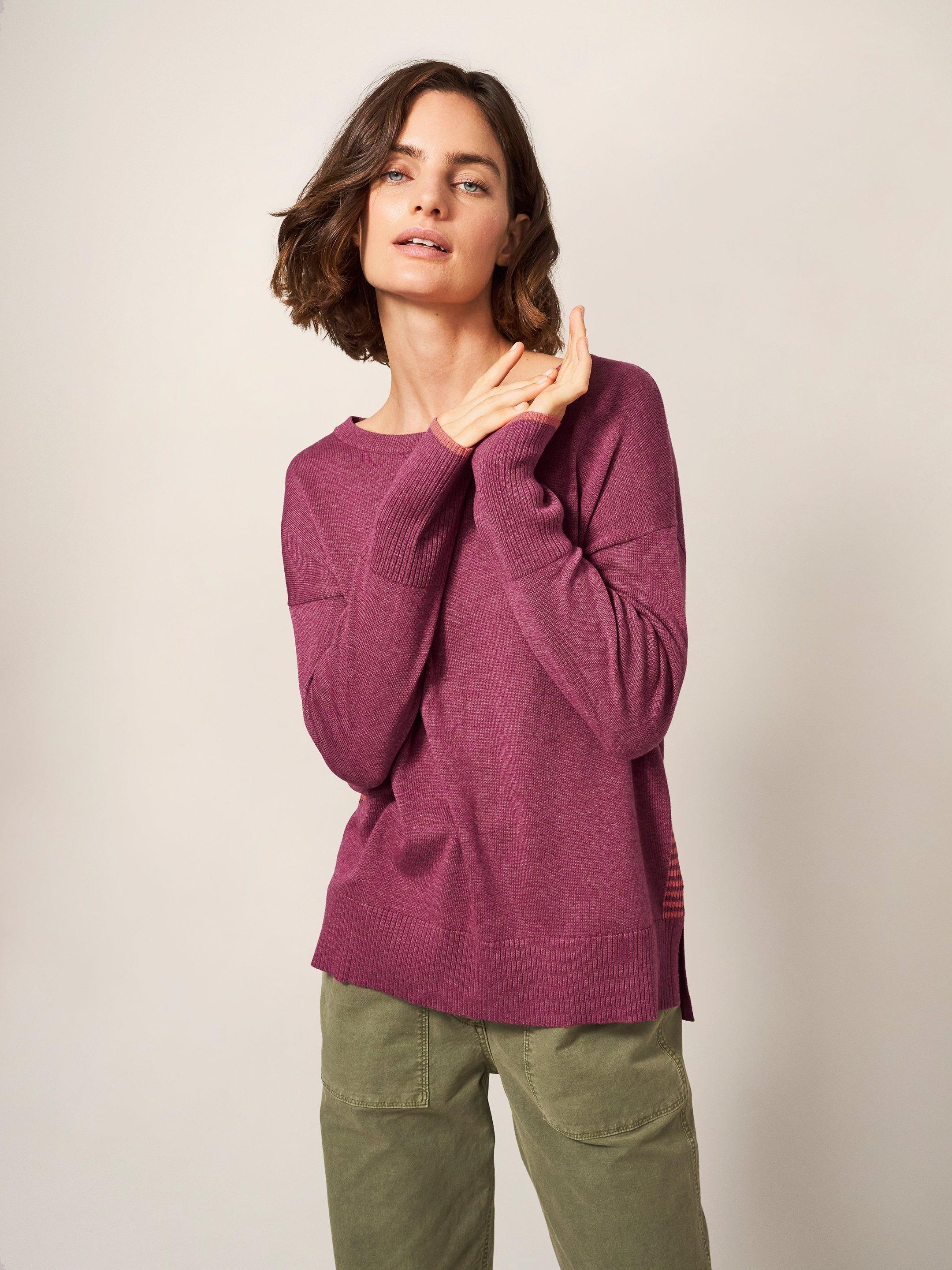 Olive Crew Neck Jumper in BRIGHT PINK White Stuff