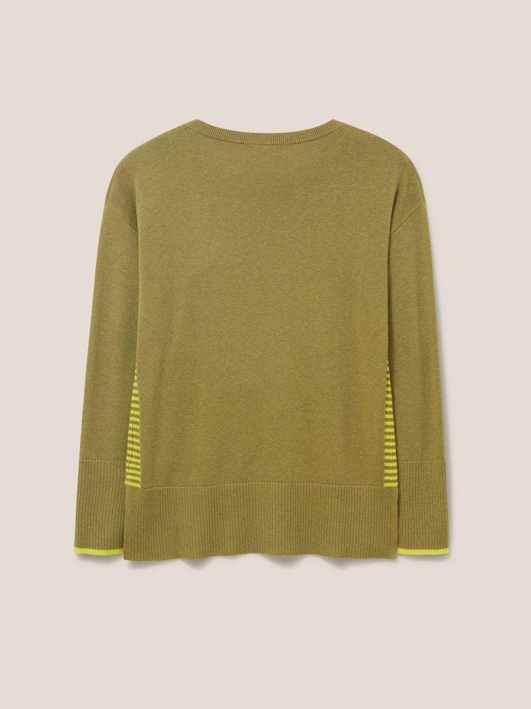 Olive Crew Neck Jumper in DEEP GRN - FLAT BACK