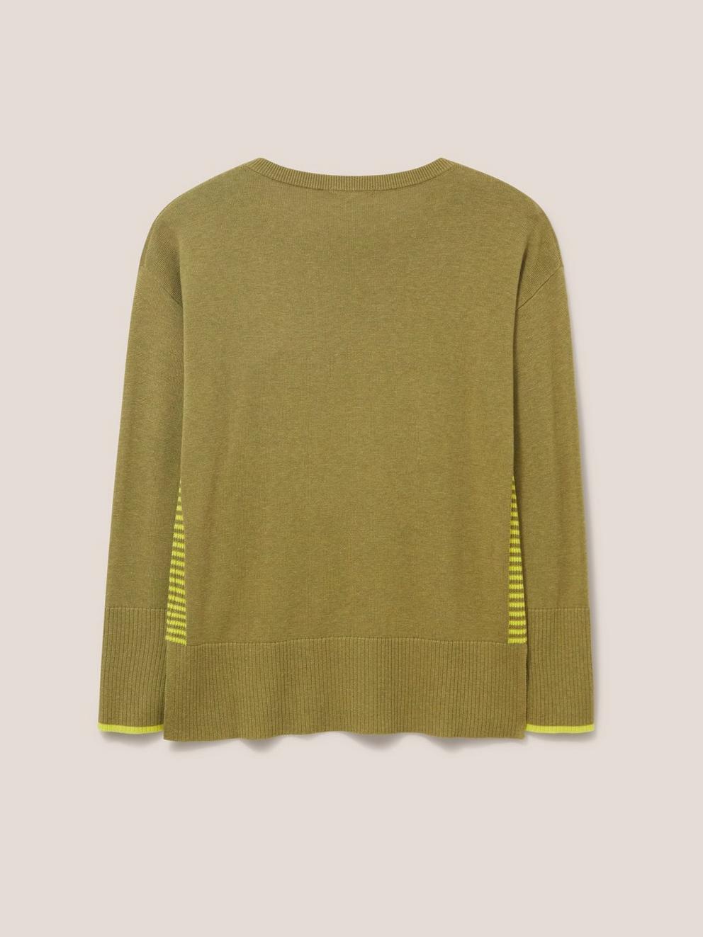 Olive Crew Neck Jumper in DEEP GRN - FLAT BACK