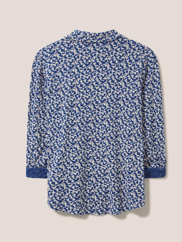 Annie Jersey Printed Shirt in NAVY PR - FLAT BACK