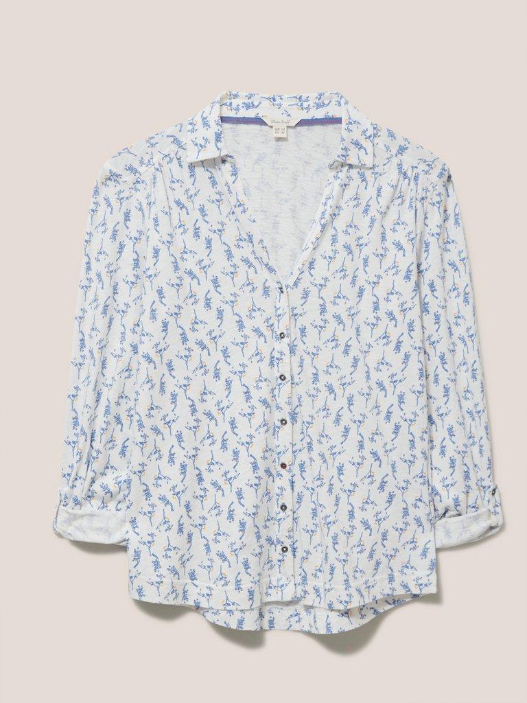 Annie Jersey Printed Shirt in WHITE MLT - FLAT FRONT