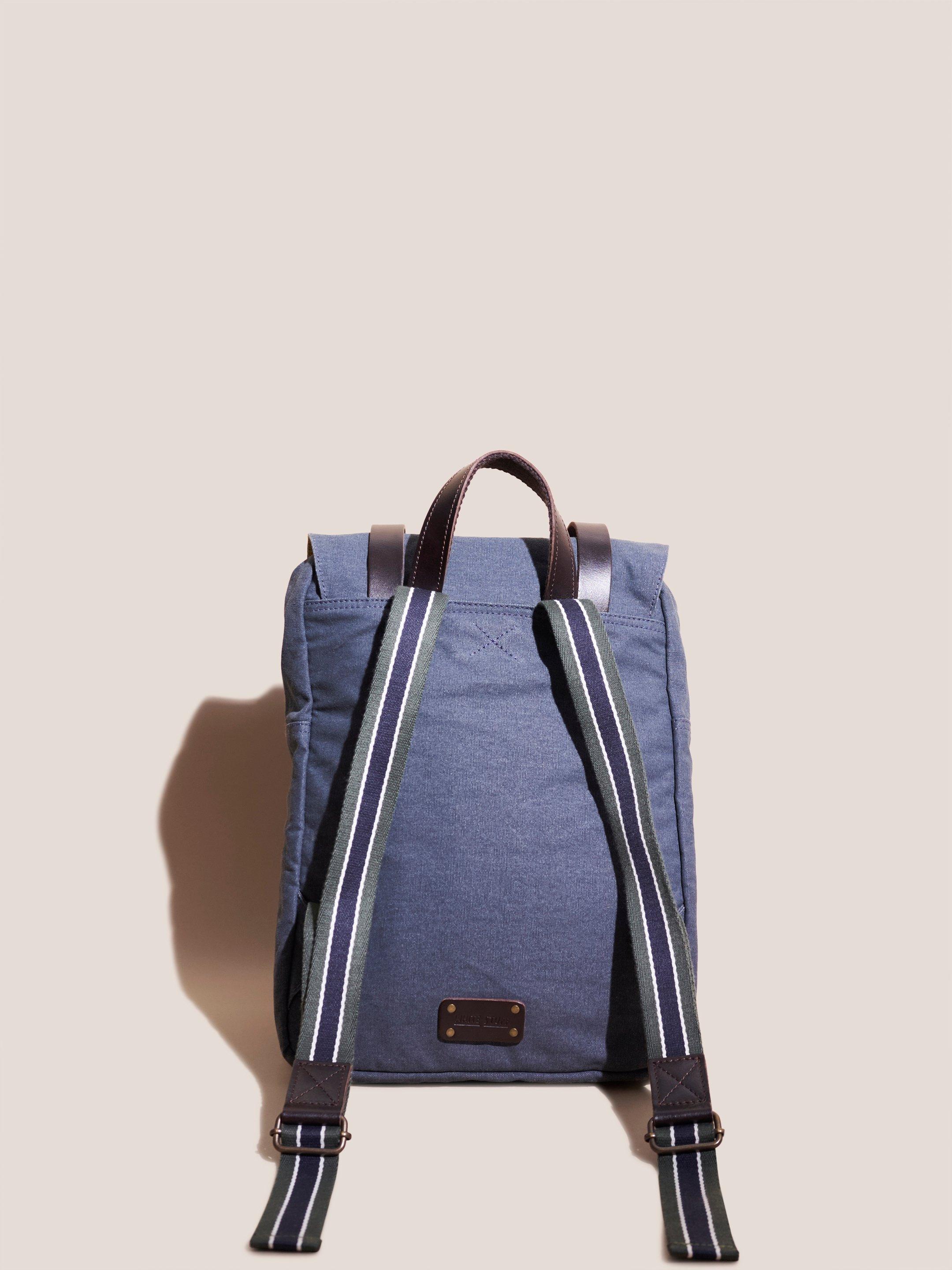 Scott Cotton Backpack in MID BLUE - FLAT BACK