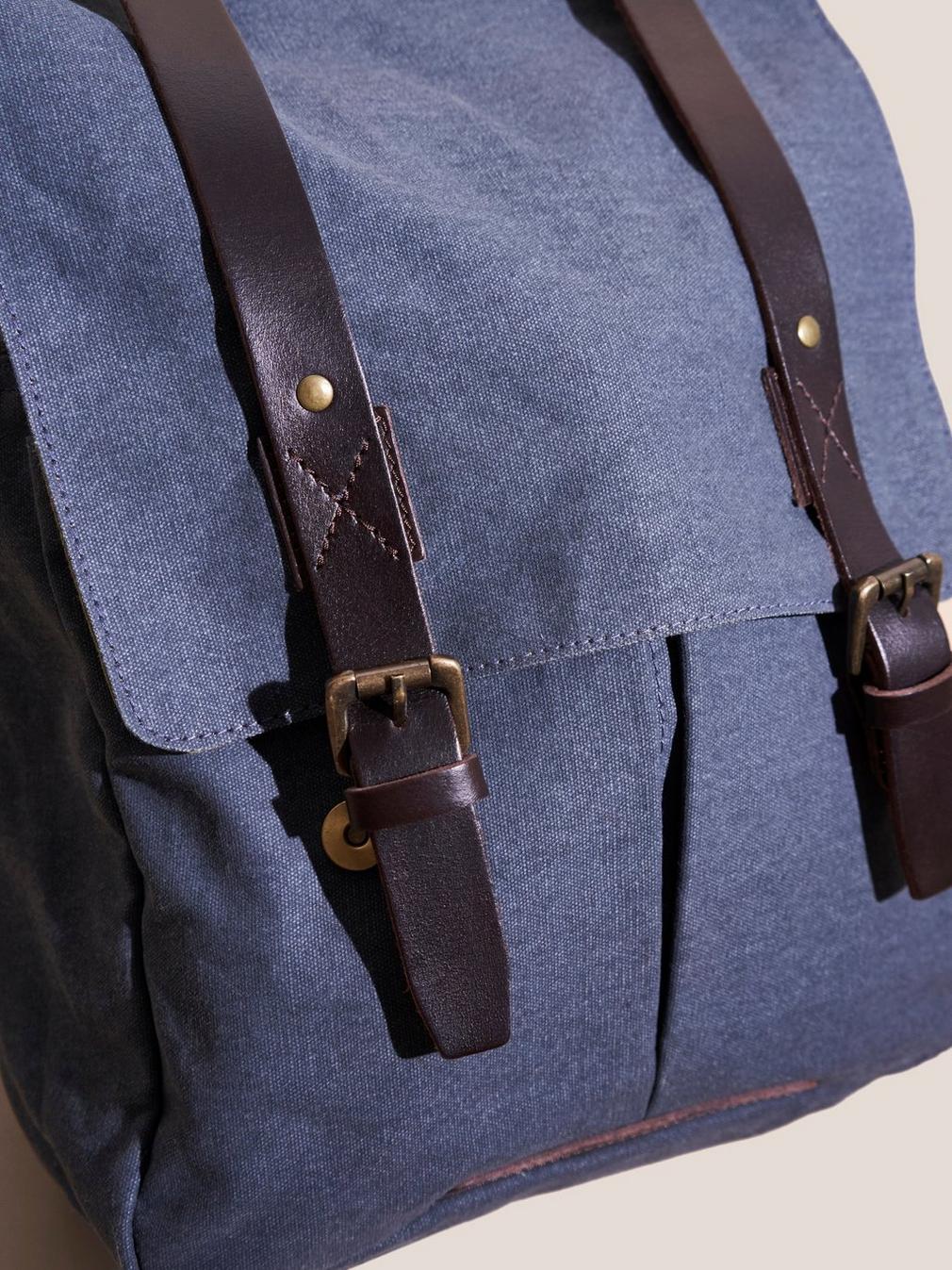 Scott Cotton Backpack in MID BLUE - FLAT DETAIL