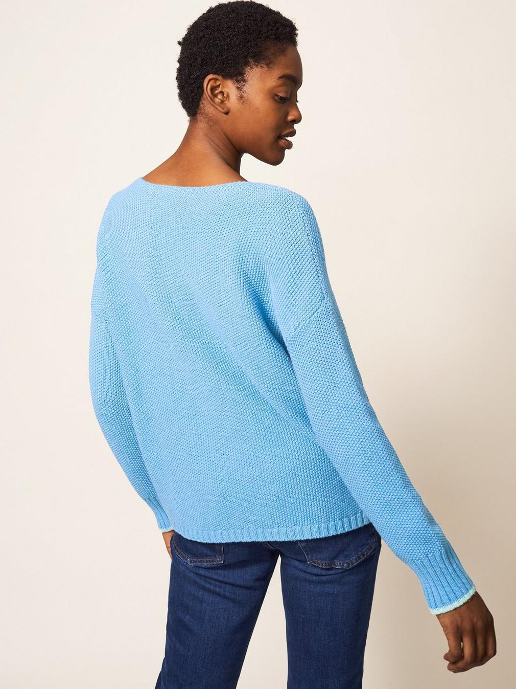 Southbank Jumper in MID BLUE - MODEL BACK