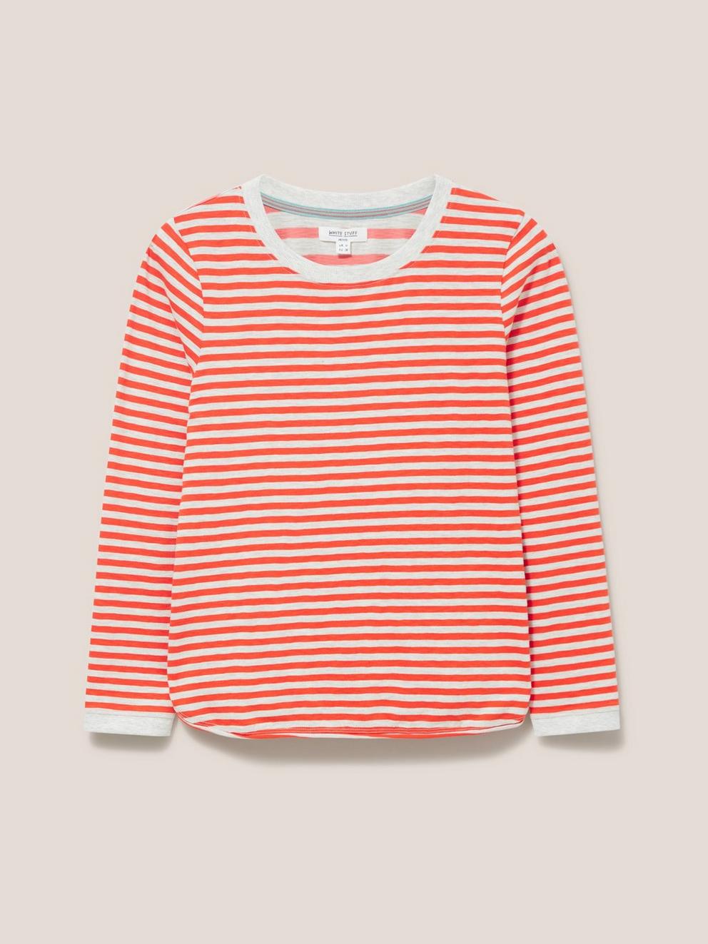 Cassie LS Tee in ORANGE MLT - FLAT FRONT