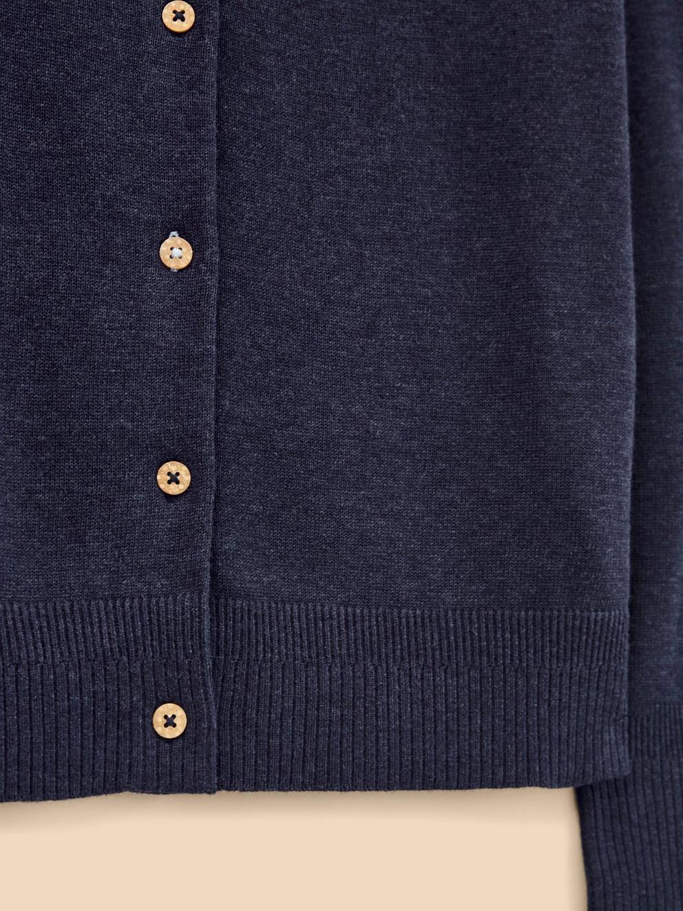 Lulu Crew Neck Cardigan in DARK NAVY - FLAT DETAIL