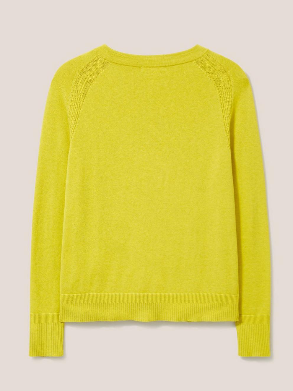 Lulu Crew Neck Cardigan in LGT CHART - FLAT BACK