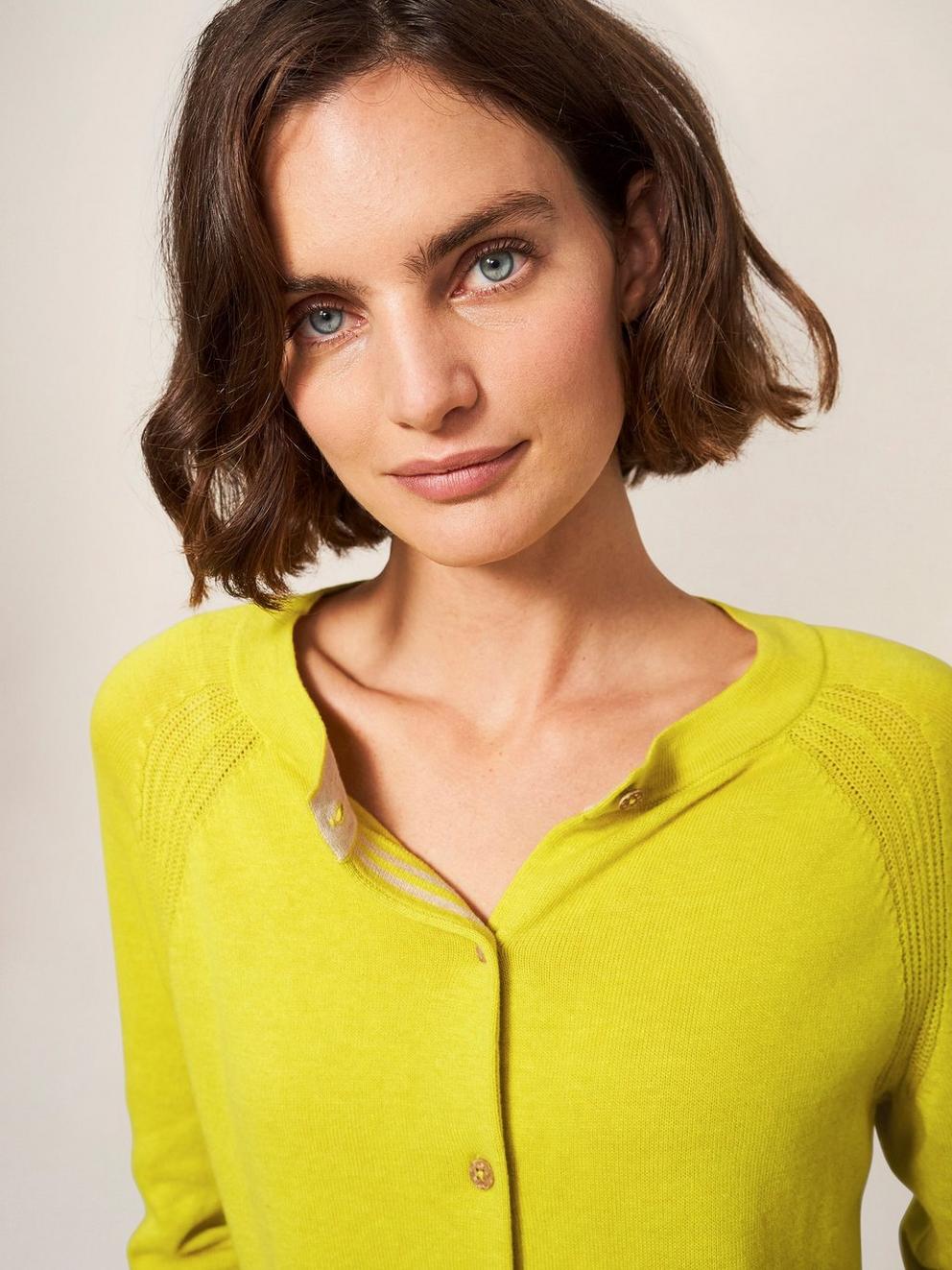 Lulu Crew Neck Cardigan in LGT CHART - MODEL DETAIL