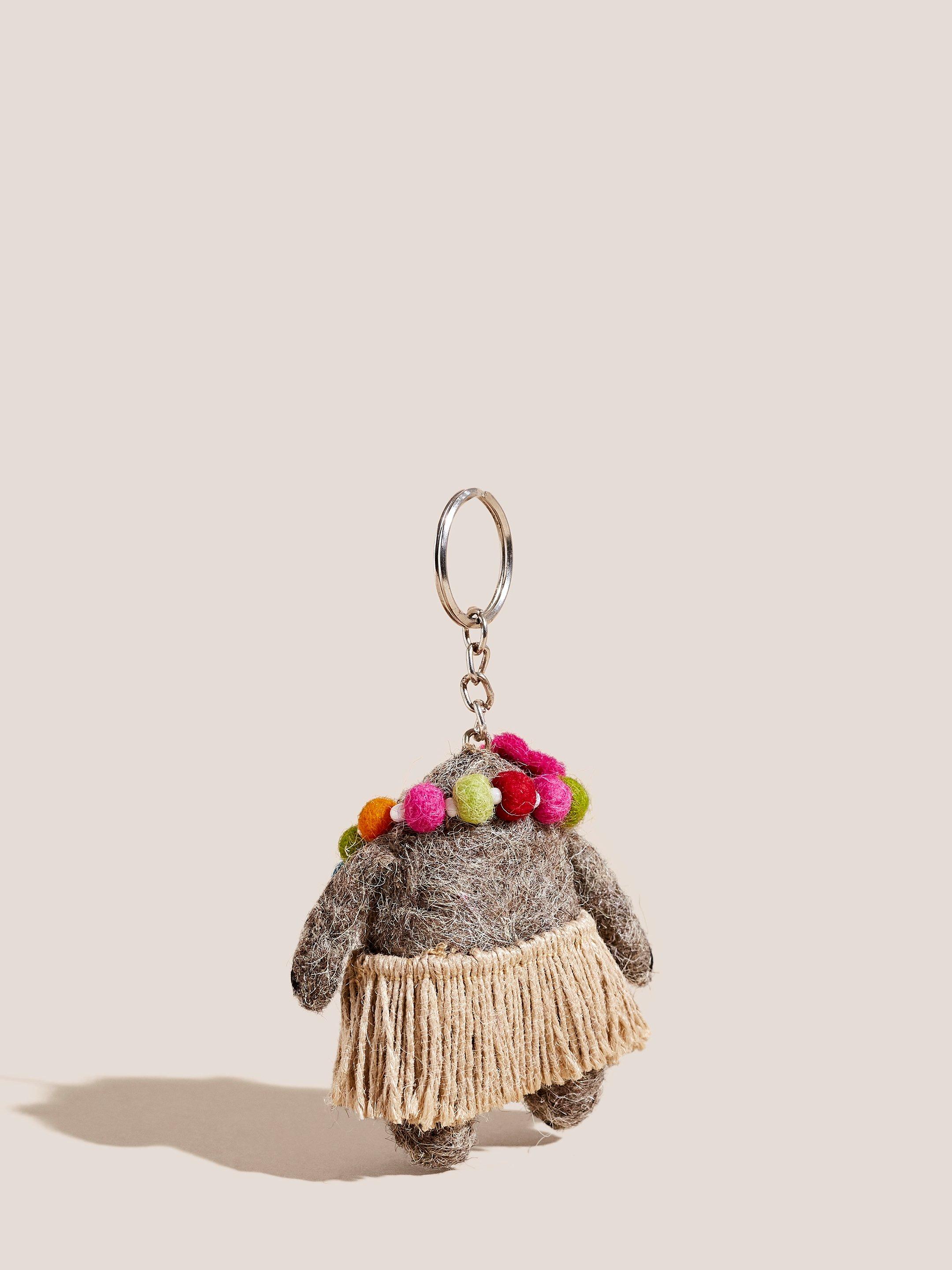 Hula Sloth Keyring in BROWN MLT - FLAT BACK