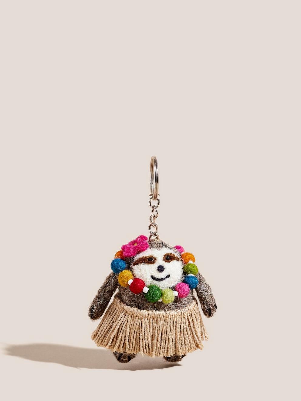 Hula Sloth Keyring in BROWN MLT - FLAT FRONT