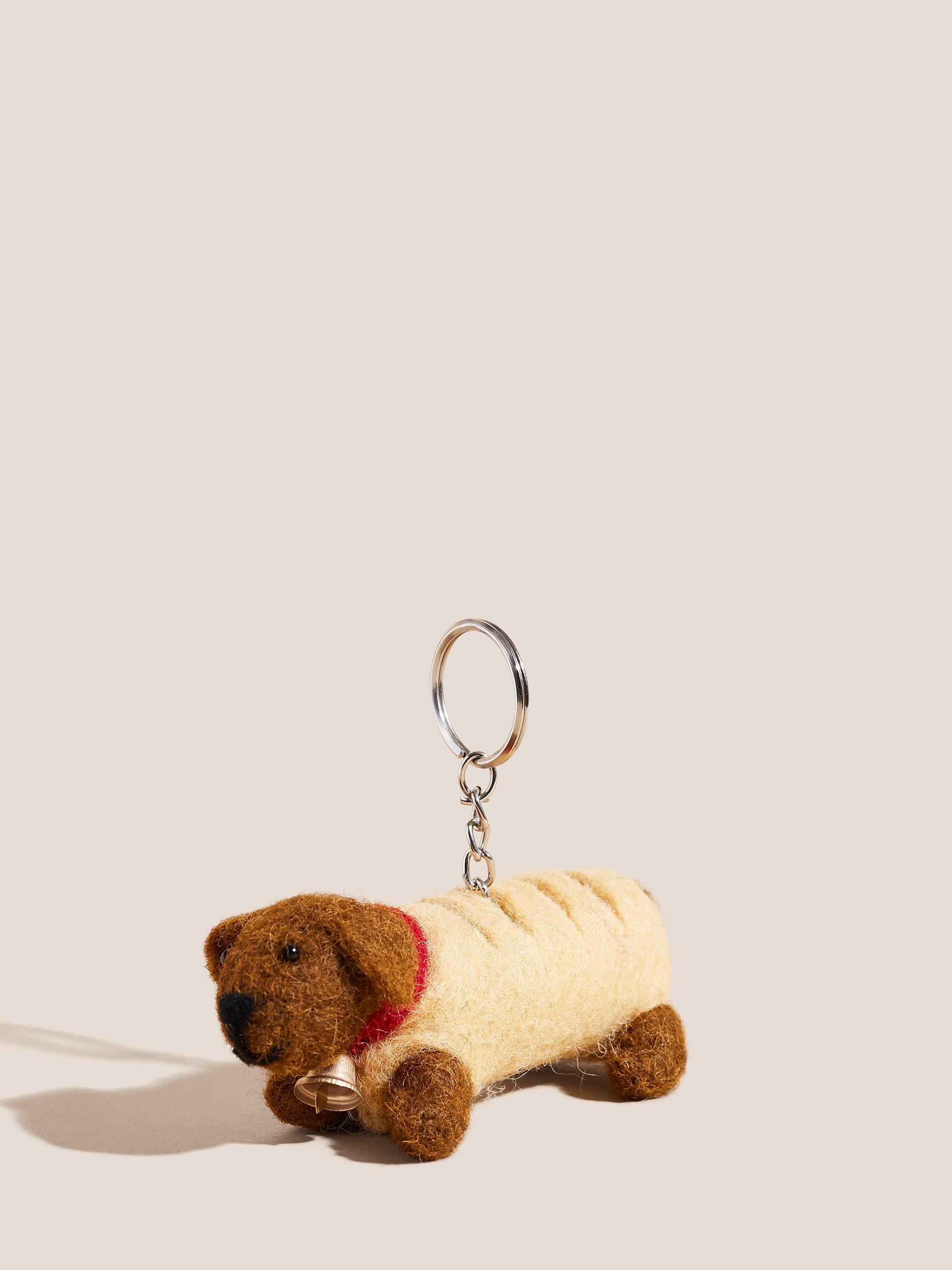 Sausage Roll Keyring in BROWN MLT - FLAT FRONT