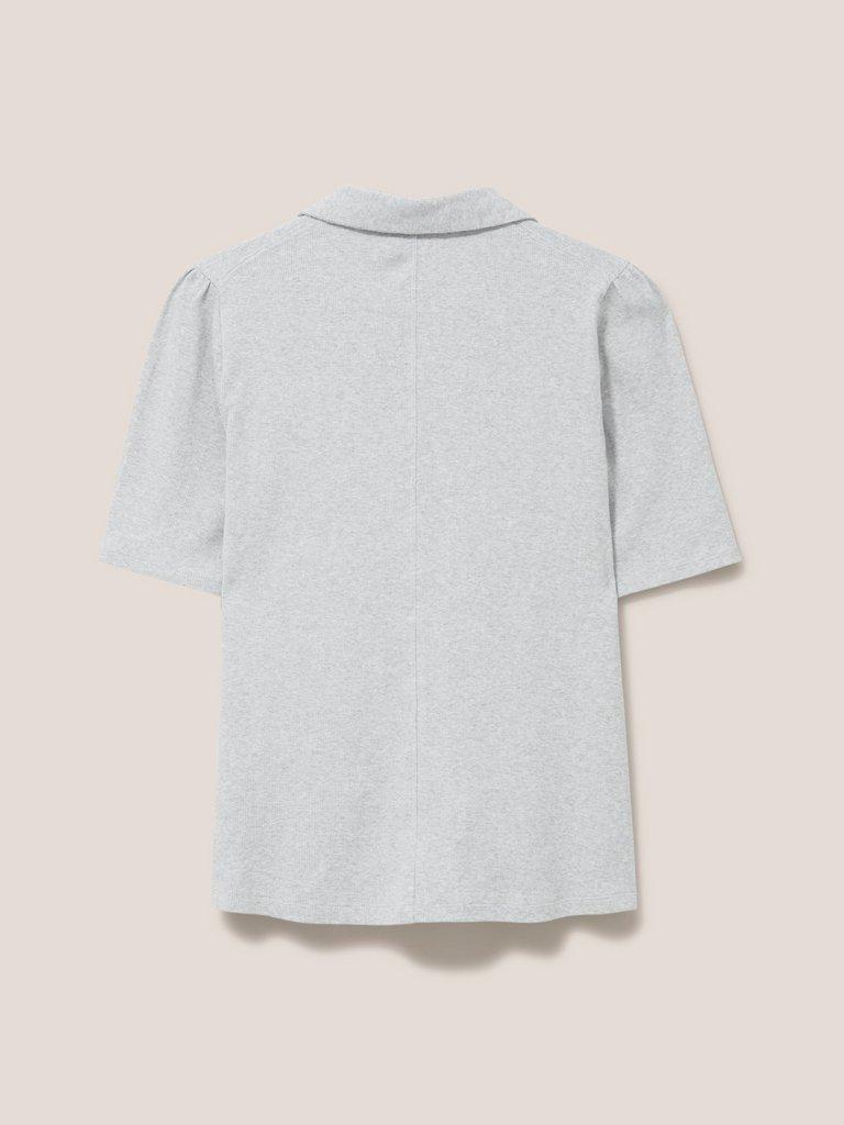 Rosie Rib Half Sleeve in GREY MARL - FLAT BACK