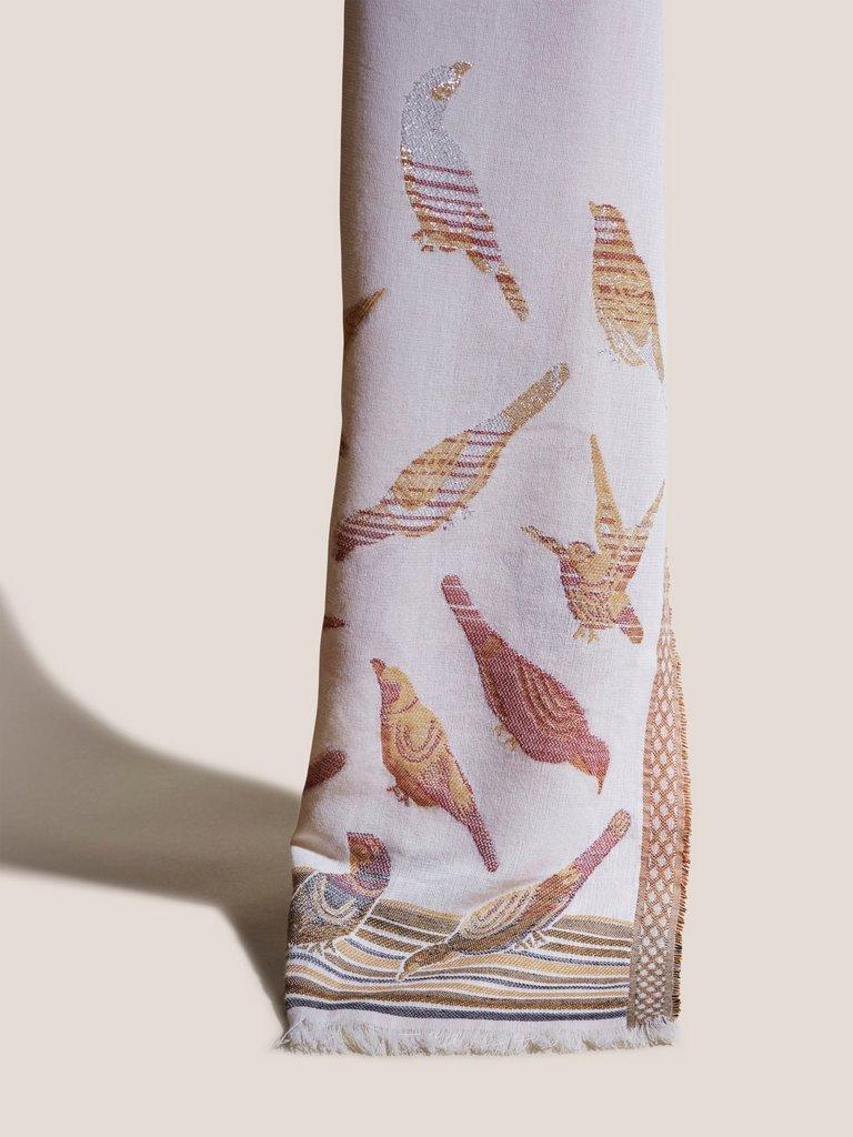 Bird Jacquard Scarf in NAT MLT - FLAT FRONT