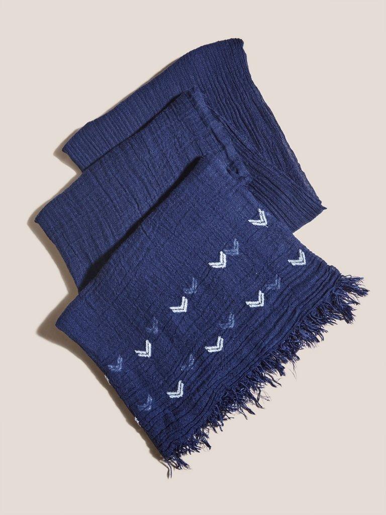 Plain Chevron Scarf in DARK NAVY - FLAT BACK