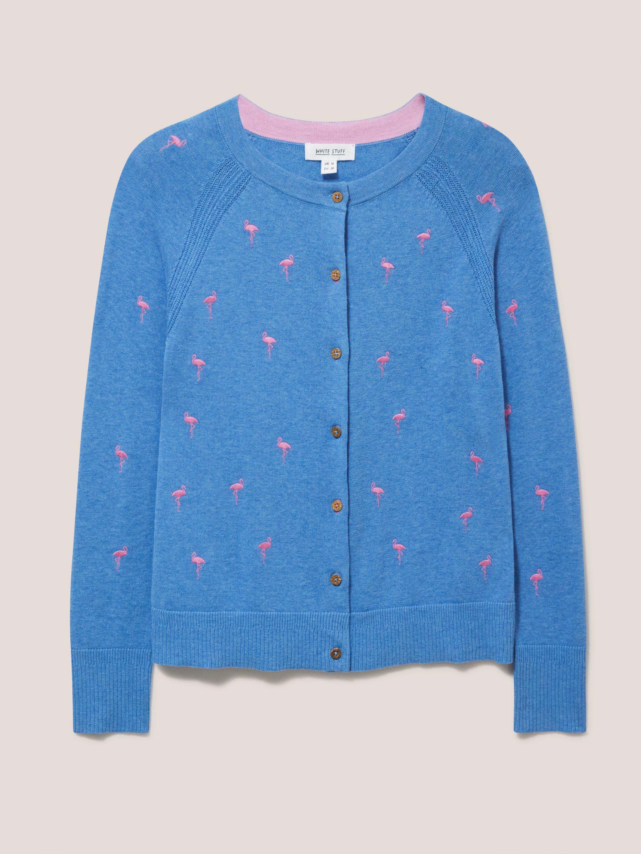 Lulu Embroidered Cardi in BLUE MLT - FLAT FRONT