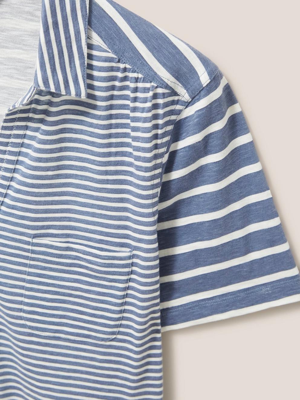 PENNY POCKET STRIPE SHIRT in NAVY MULTI - FLAT DETAIL